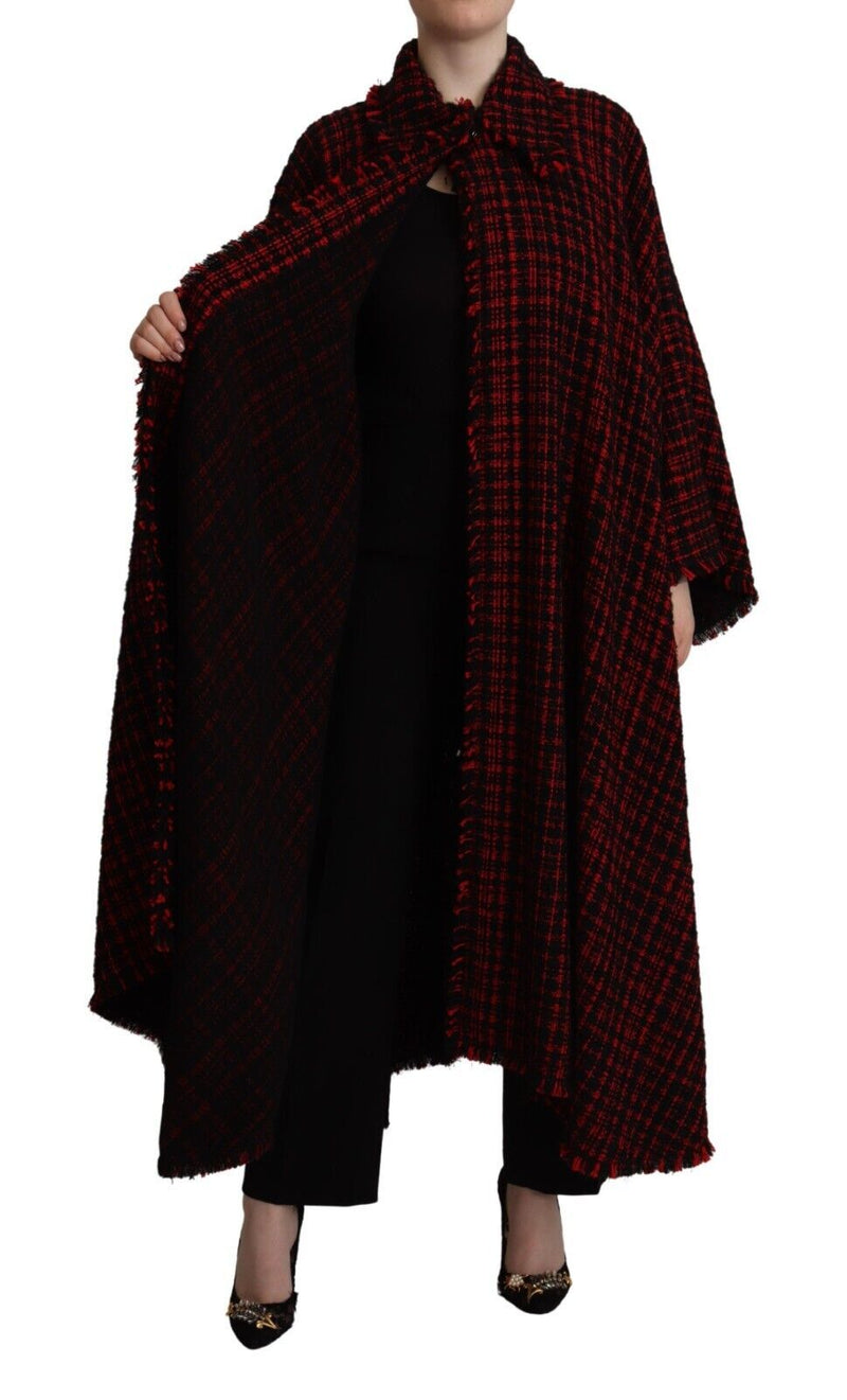 Dolce & Gabbana Black and Red Cotton Checkered Over Coat Jacket