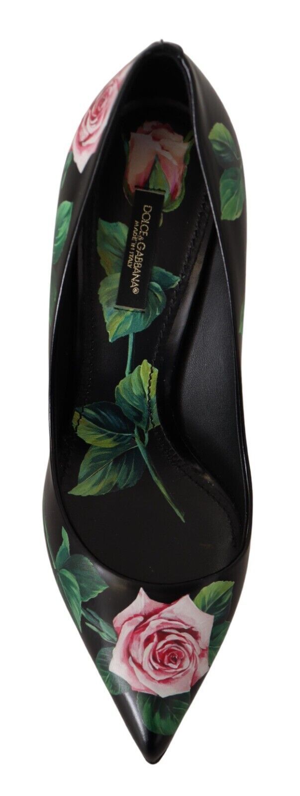 Dolce & Gabbana Black Leather Roses High Heels Pumps