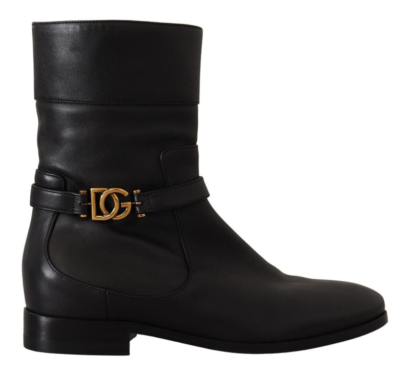 Dolce & Gabbana Black Leather Biker Boots