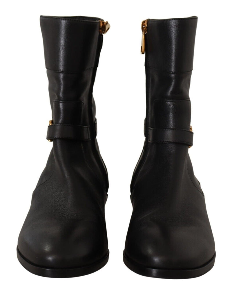 Dolce & Gabbana Black Leather Biker Boots