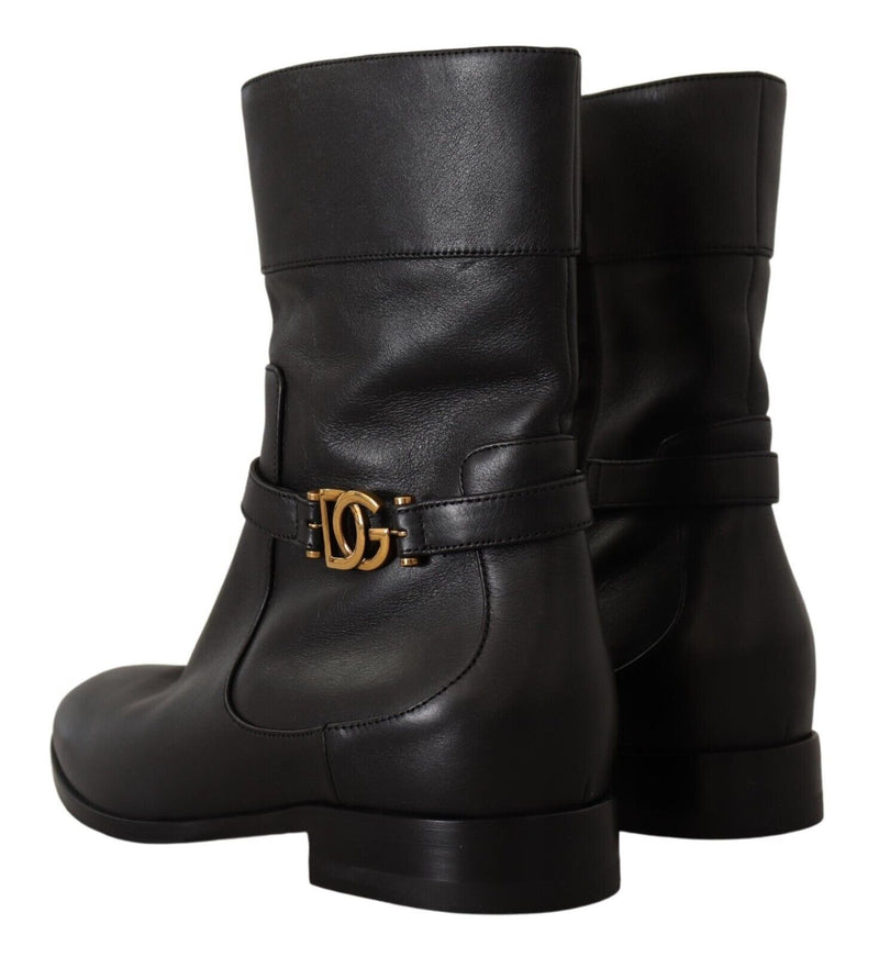Dolce & Gabbana Black Leather Biker Boots