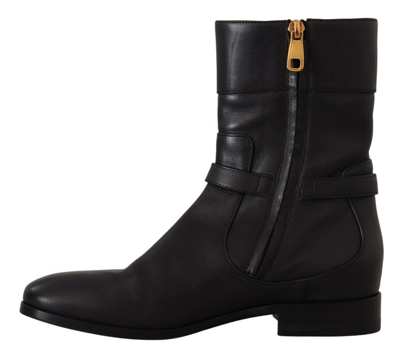 Dolce & Gabbana Black Leather Biker Boots