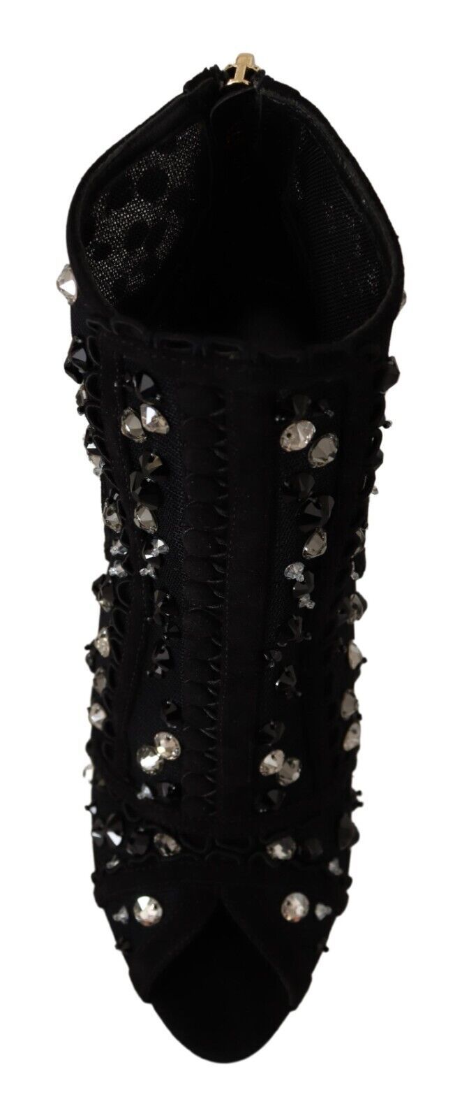 Dolce & Gabbana Black Crystals Heels Zipper Short Boots