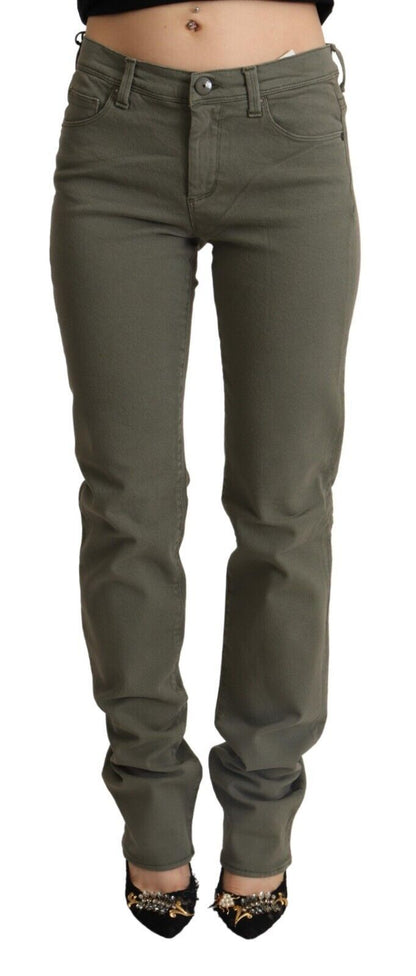 Ermanno Scervino grijze, smalle, katoenen denim broekspijzen met lage taille.