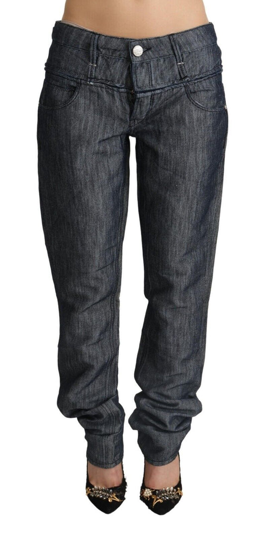 Jeans droit en lin et coton gris foncé à taille haute et large Acht