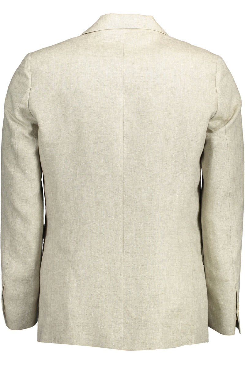 Gant beige linnen klassiek jack met logo-details