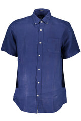 Chemise à boutons en lin bleu élégante de Gant