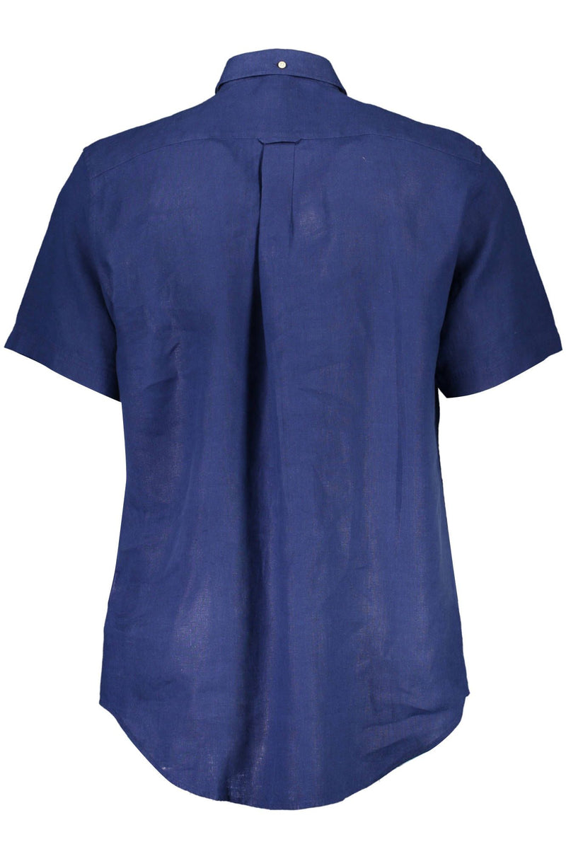 Chemise à boutons en lin bleu élégante de Gant