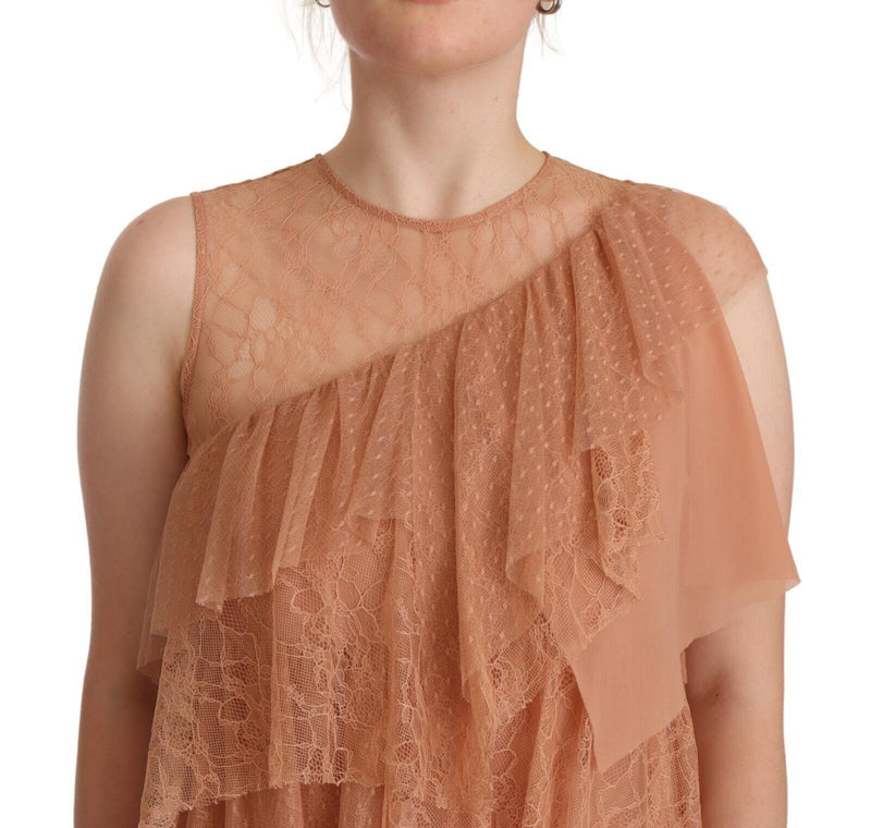 Robe Mini Sans Manches en Dentelle Rose Liu Jo