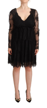 Aniye By Robe Shift V-neck en Dentelle Florale Noire