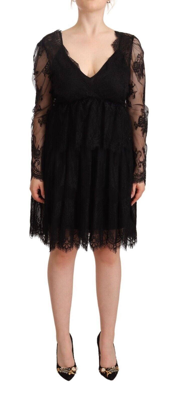 Aniye By Robe Shift V-neck en Dentelle Florale Noire
