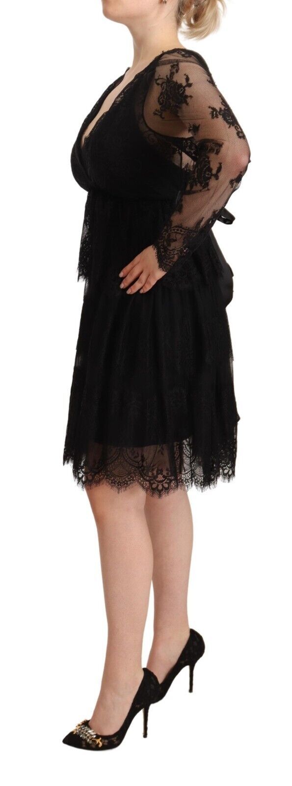 Aniye By Robe Shift V-neck en Dentelle Florale Noire