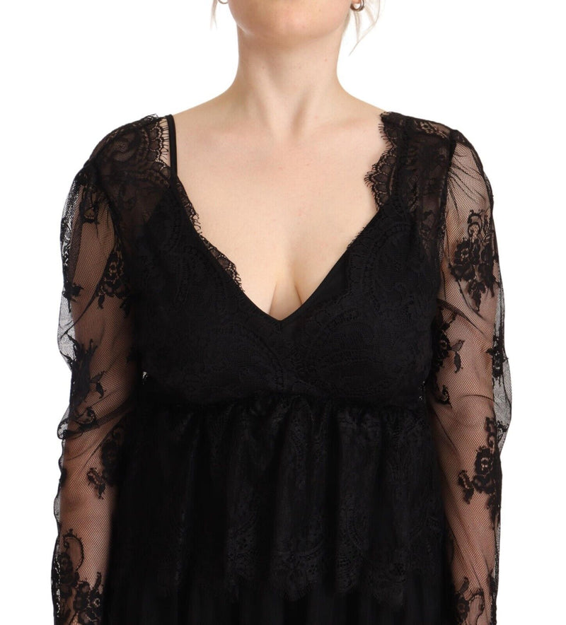 Aniye By Robe Shift V-neck en Dentelle Florale Noire