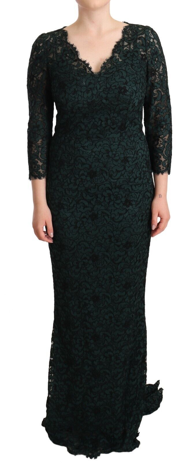 Dolce & Gabbana Green Floral Lace Maxi Dress - Élégance et Style
