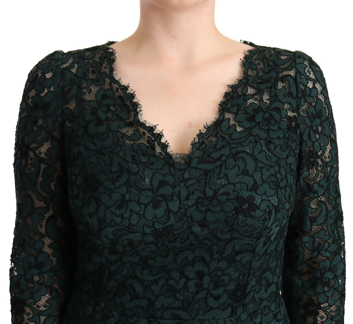 Dolce & Gabbana Green Floral Lace Maxi Dress - Élégance et Style