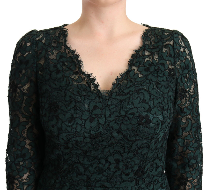 Dolce & Gabbana Green Floral Lace Maxi Dress - Élégance et Style