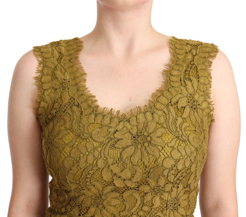 Dolce & Gabbana Robe Maxi en Dentelle Florale Marron