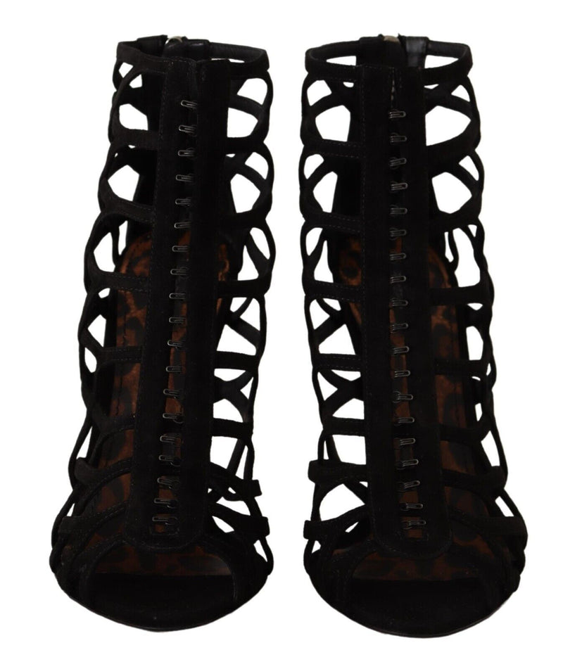 Dolce & Gabbana Bette Black Suede Stiletto Heels Sandals