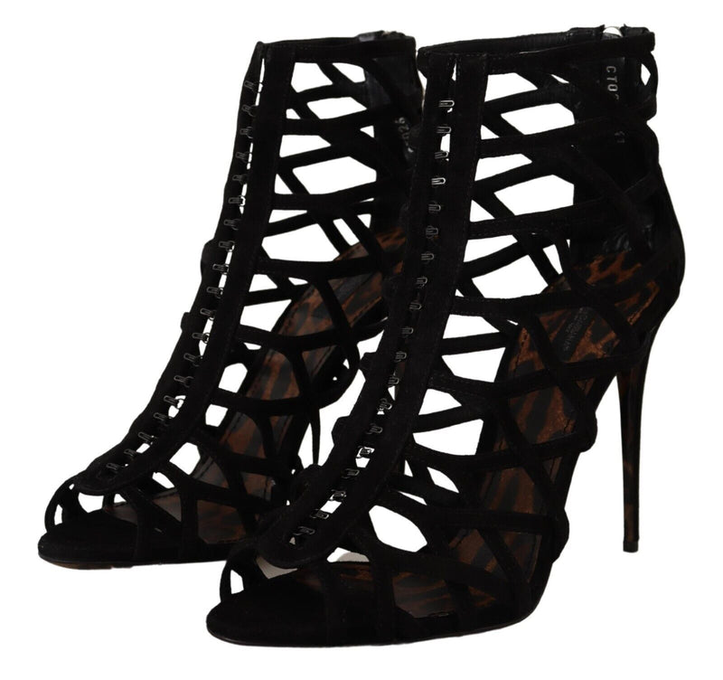Dolce & Gabbana Bette Black Suede Stiletto Heels Sandals