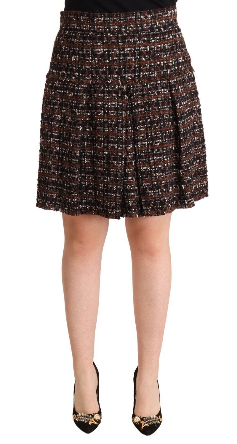 Dolce & Gabbana Jupe Mini A-Ligne Plissée Haute Taille Marron