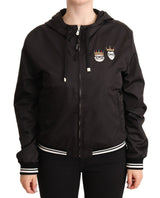 Dolce & Gabbana Veste Bomber Noire en Polyester à Capuche