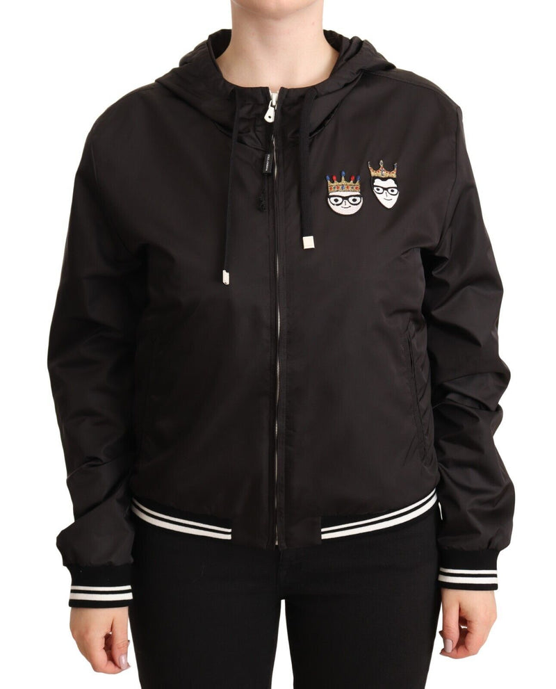 Dolce & Gabbana Veste Bomber Noire en Polyester à Capuche
