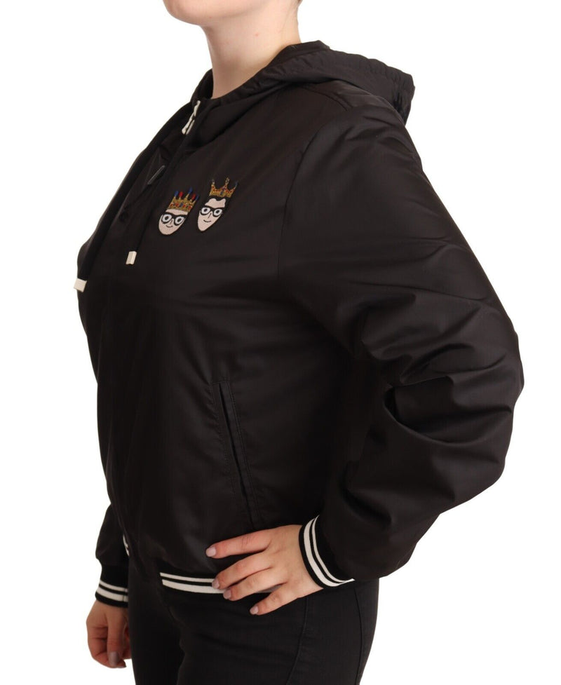 Dolce & Gabbana Veste Bomber Noire en Polyester à Capuche