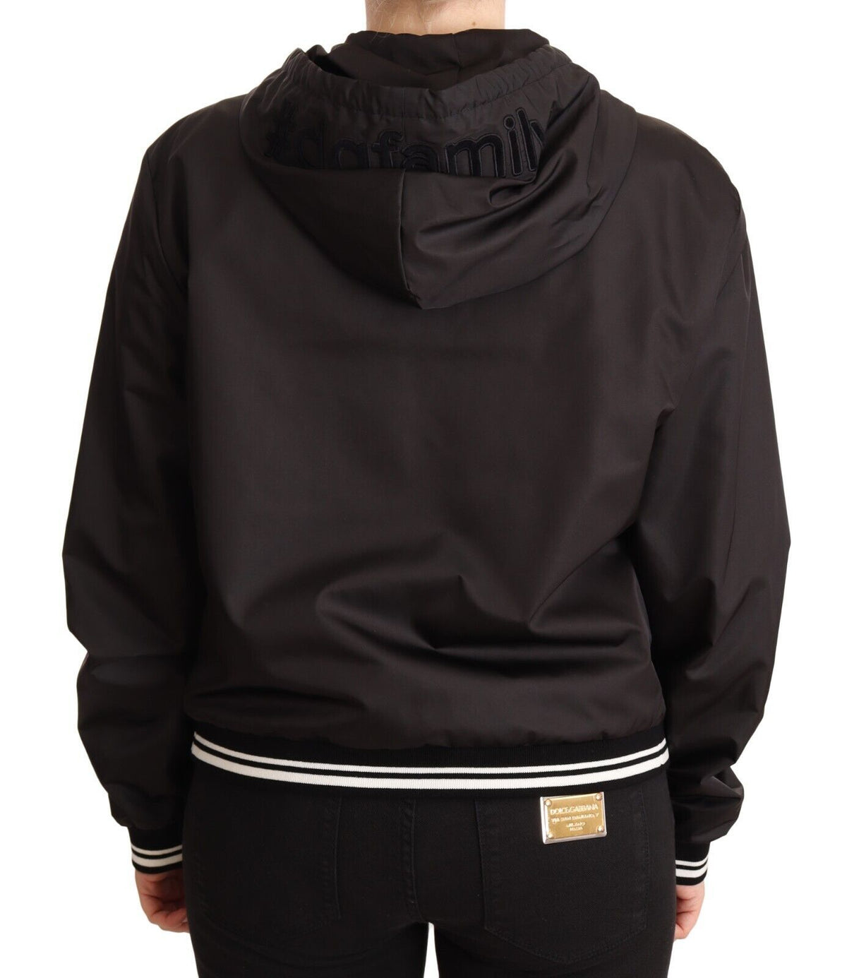 Dolce & Gabbana Veste Bomber Noire en Polyester à Capuche