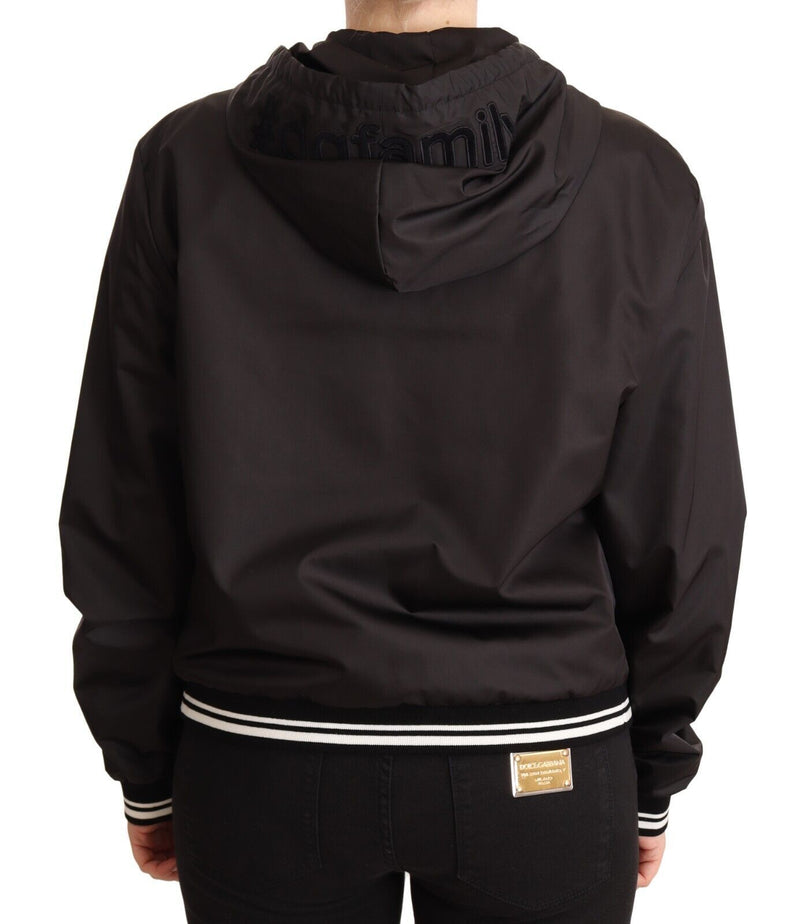 Dolce & Gabbana Veste Bomber Noire en Polyester à Capuche