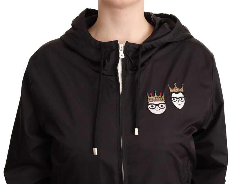 Dolce & Gabbana Veste Bomber Noire en Polyester à Capuche