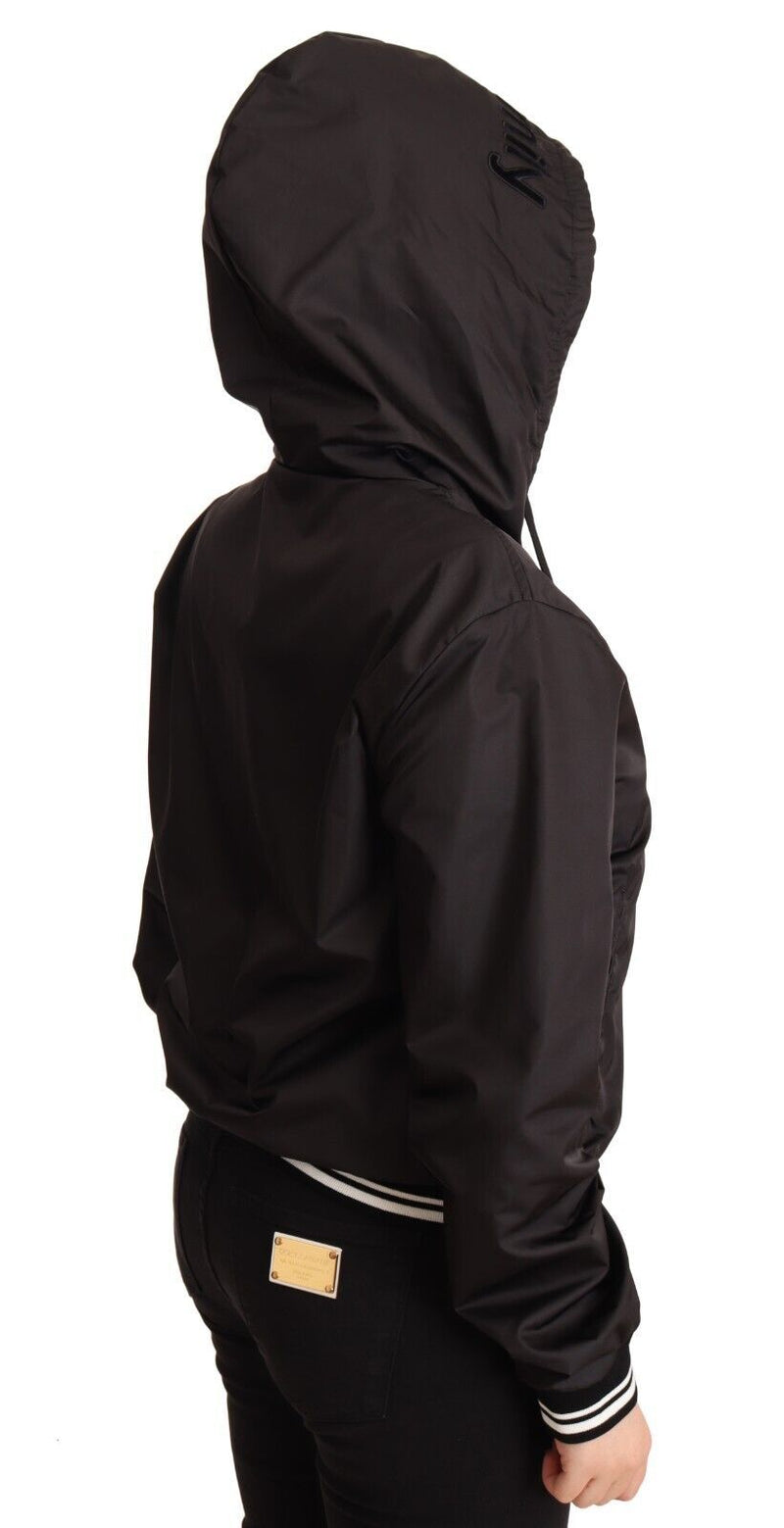 Dolce & Gabbana Veste Bomber Noire en Polyester à Capuche