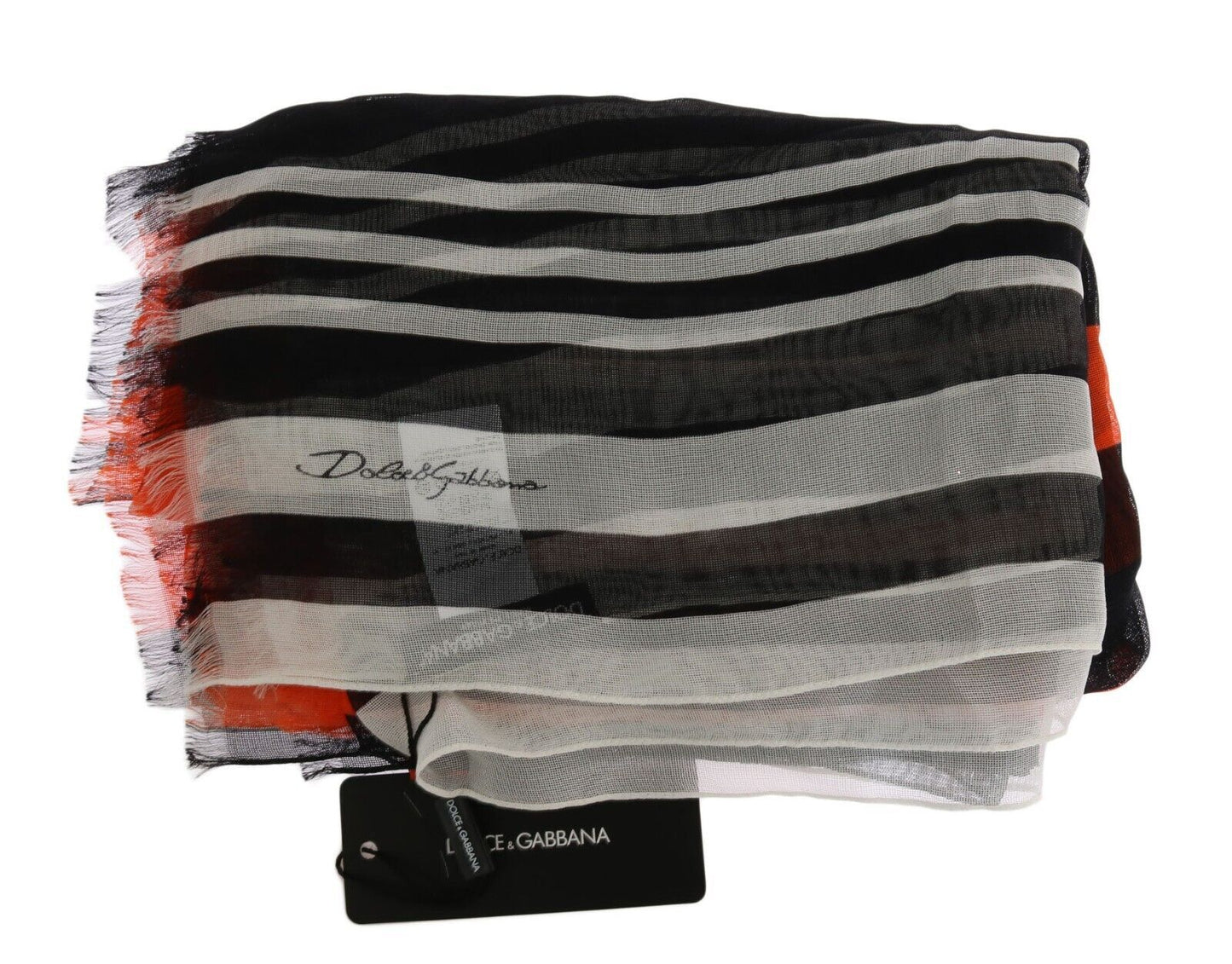 Foulard châle en soie à rayures multicolores Dolce & Gabbana