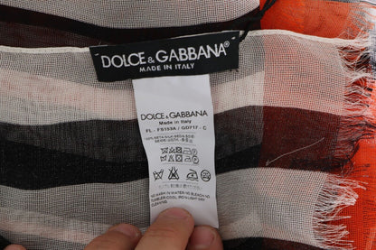 Foulard châle en soie à rayures multicolores Dolce & Gabbana