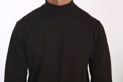Pull en laine à col montant marron de MILA SCHÖN