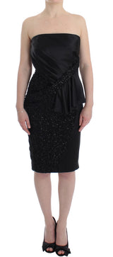 Robe fourreau bustier noire ornée Masha Ma