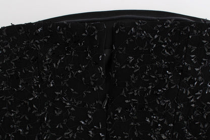 Robe crayon noire sans bretelles et ornements de Masha Ma
