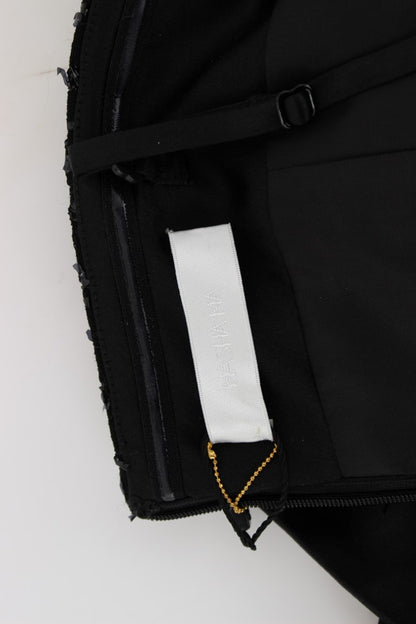 Robe crayon noire sans bretelles et ornements de Masha Ma