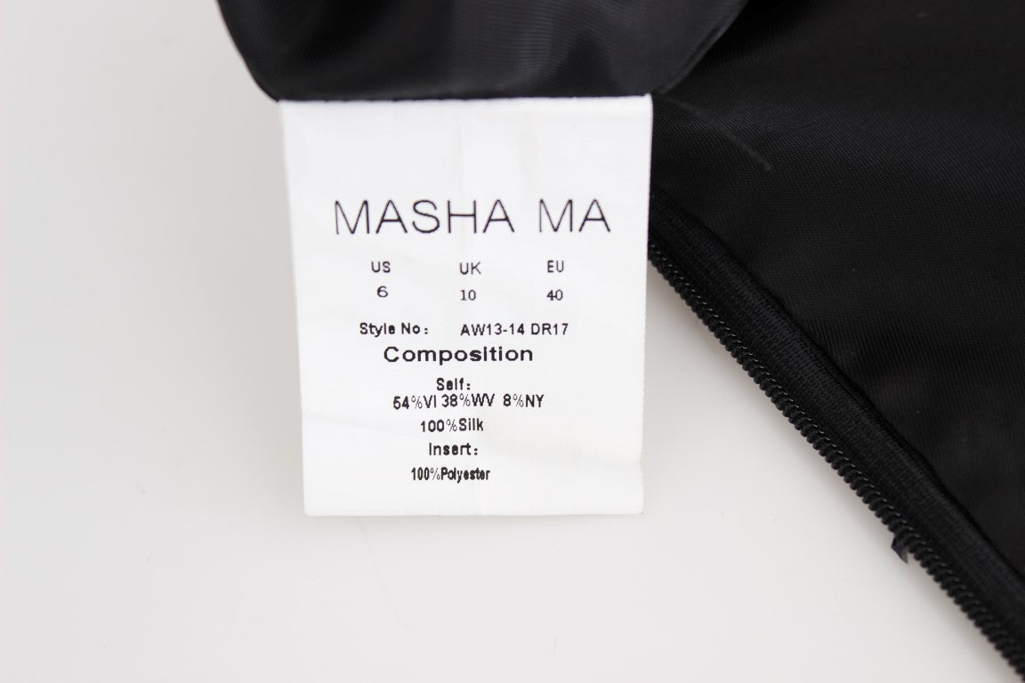 Robe crayon noire sans bretelles et ornements de Masha Ma