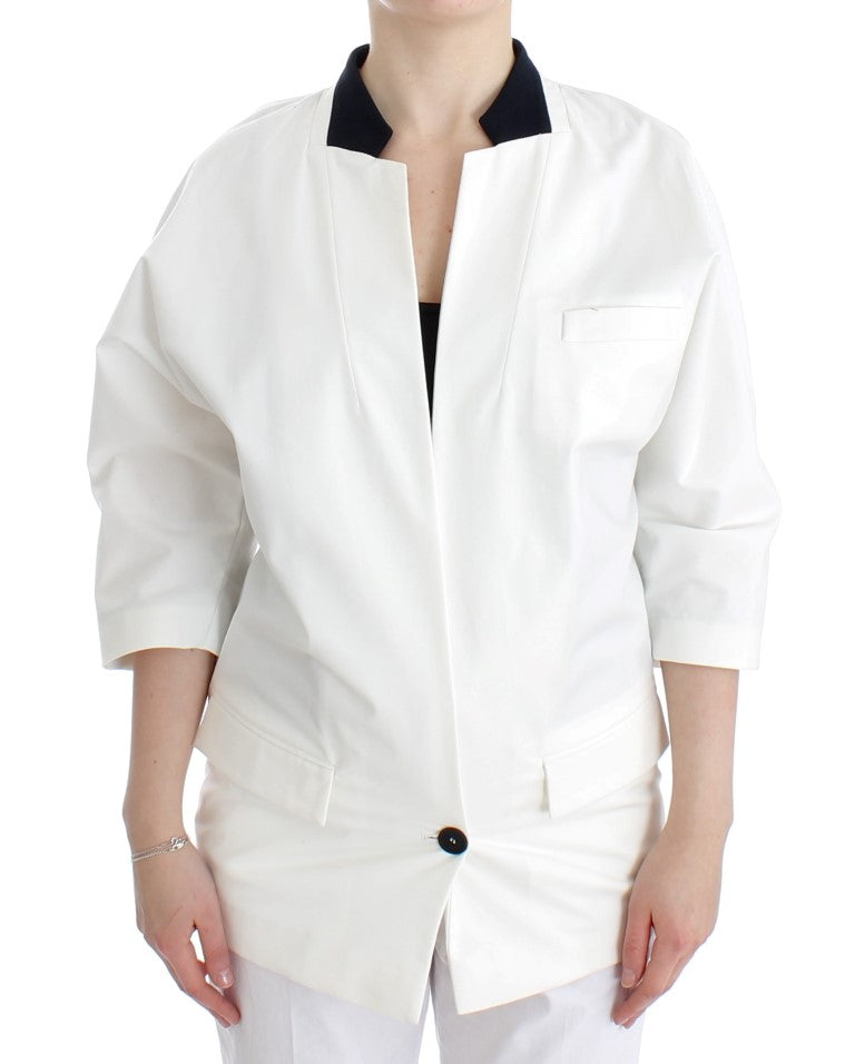 Blazer oversize en coton blanc et autres fibres, Andrea Pompilio