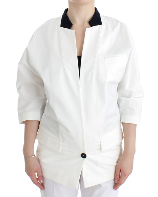 Blazer oversize en coton blanc et autres fibres, Andrea Pompilio