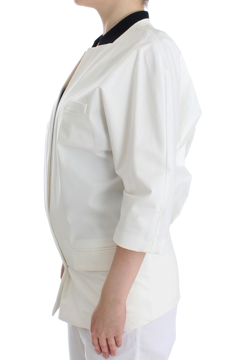 Blazer oversize en coton blanc et autres fibres, Andrea Pompilio