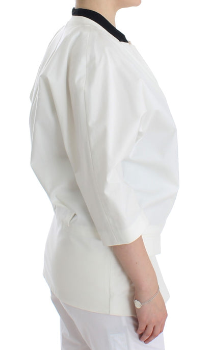 Blazer oversize en coton blanc et autres fibres, Andrea Pompilio