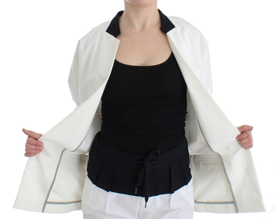 Blazer oversize en coton blanc et autres fibres, Andrea Pompilio