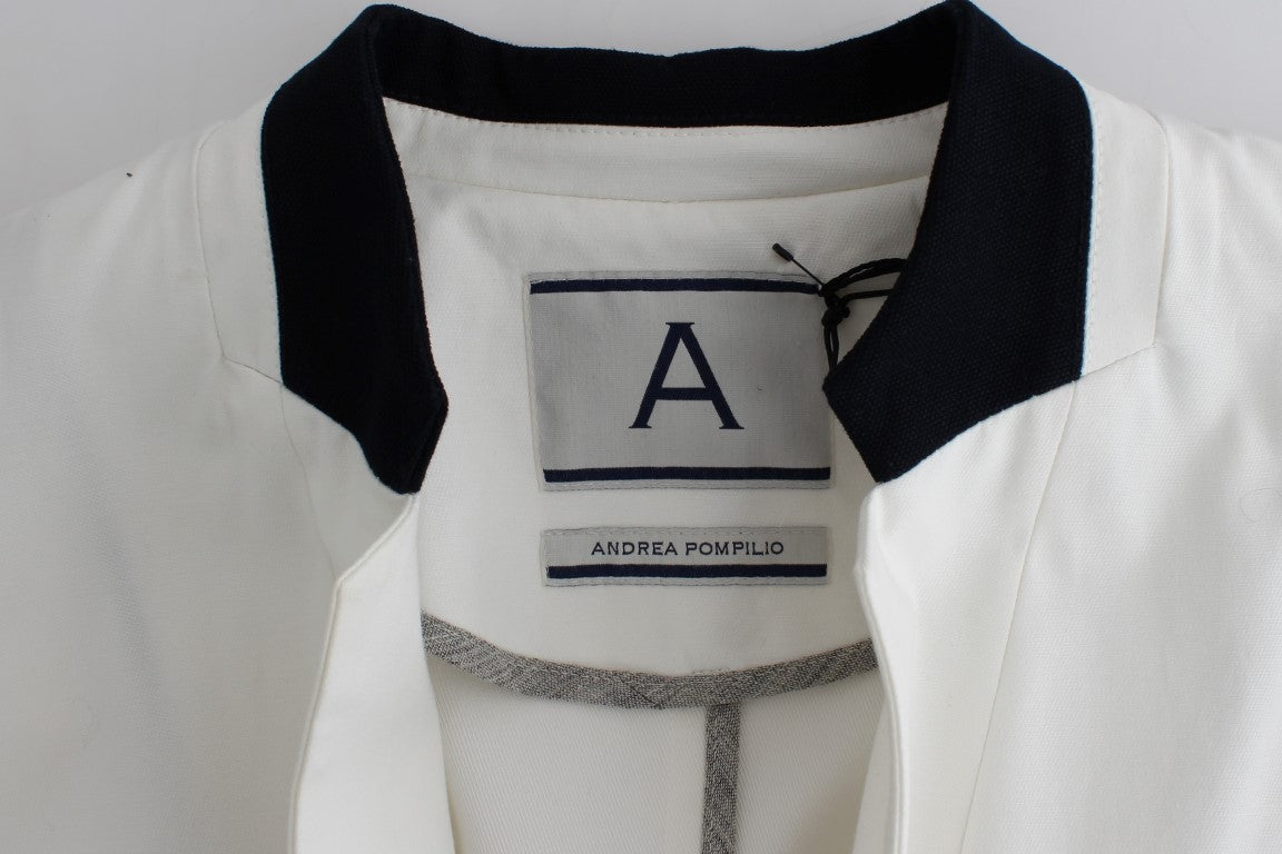 Blazer oversize en coton blanc et autres fibres, Andrea Pompilio