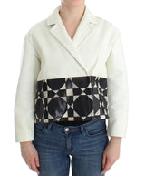 Blouson court en cuir blanc et noir Andrea Pompilio