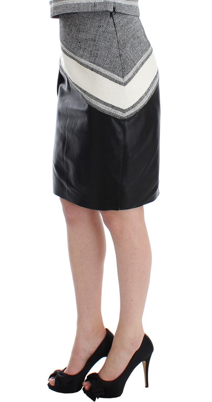 Crayon tailleur droit en cuir noir et gris Liza de Sachin & Babi