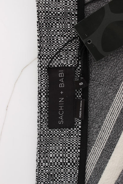 Crayon tailleur droit en cuir noir et gris Liza de Sachin & Babi