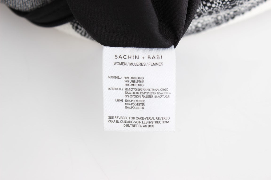 Jupe crayon droite en cuir Liza gris-noir Sachin & Babi