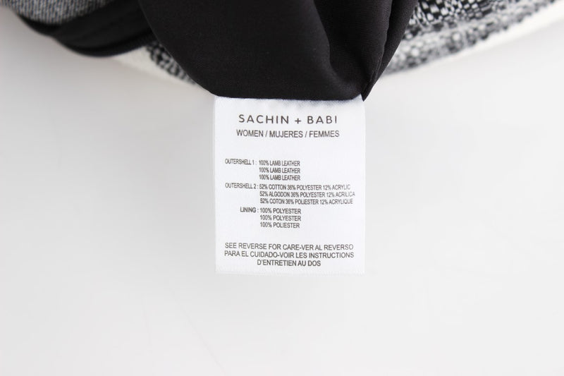 Jupe crayon droite en cuir Liza gris-noir Sachin & Babi