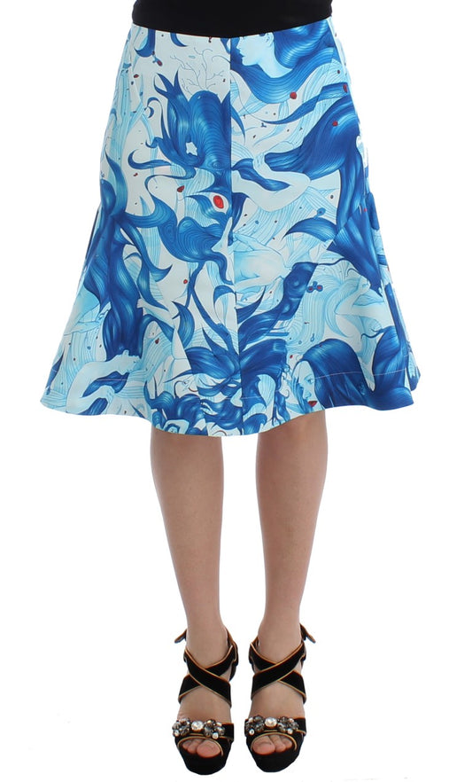 Jupe crayon droite à imprimé frais et à peplum bleu de Koonhor